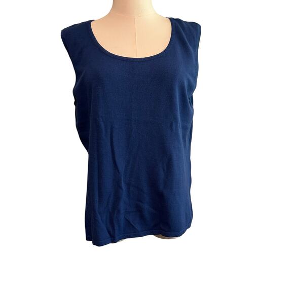 Choices Petite Large Knit Sleeveless Tunic Soft Blue Nautical Outdoor Summer - Picture 4 of 7